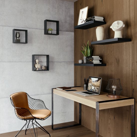 Полка настенная Spaceo 24x24 см/27x27 см/30x30 см МДФ цвет чёрный 3 шт