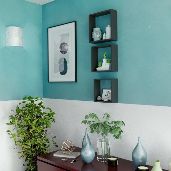 Полка настенная Spaceo 24x24 см/27x27 см/30x30 см МДФ цвет чёрный 3 шт