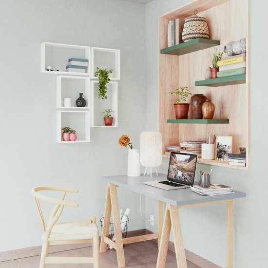 Полка настенная Spaceo 45x27 см/40x22 см МДФ цвет белый 2 шт