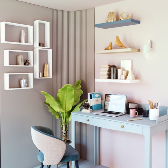 Полка настенная Spaceo 45x27 см/40x22 см МДФ цвет белый 2 шт