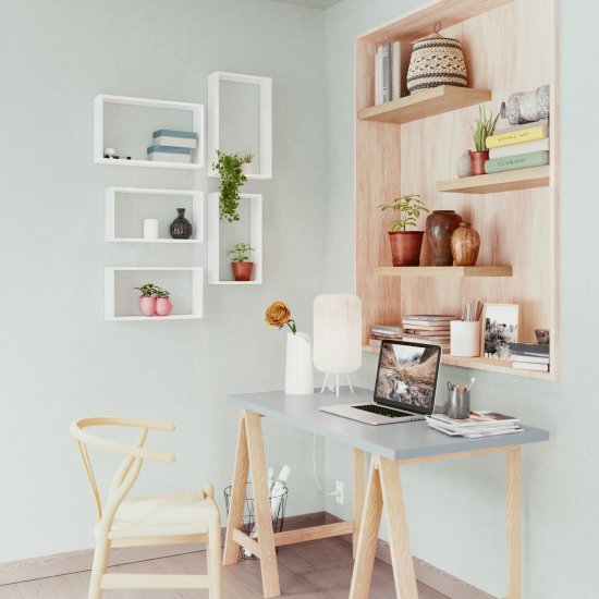 Полка настенная Spaceo 45x27 см/40x22 см МДФ цвет белый 2 шт