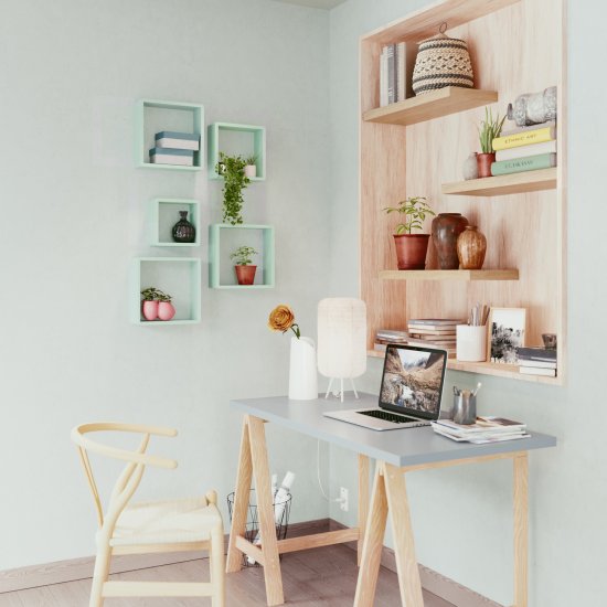 Полка настенная Spaceo 20x20 см/24x24 см/28x28 см МДФ цвет зеленый 3 шт