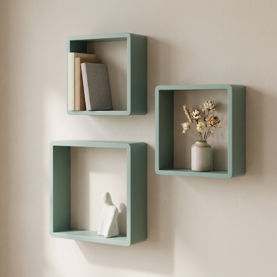 Полка настенная Spaceo 20x20 см/24x24 см/28x28 см МДФ цвет зеленый 3 шт