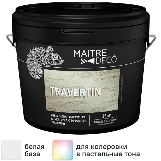 Фактурная штукатурка Maitre Deco «Travertin» известковая эффект травертина 15 кг