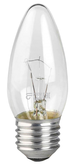 Лампа накаливания E27 230 В 60 Вт свеча прозрачная 660 лм, тёплый белый свет