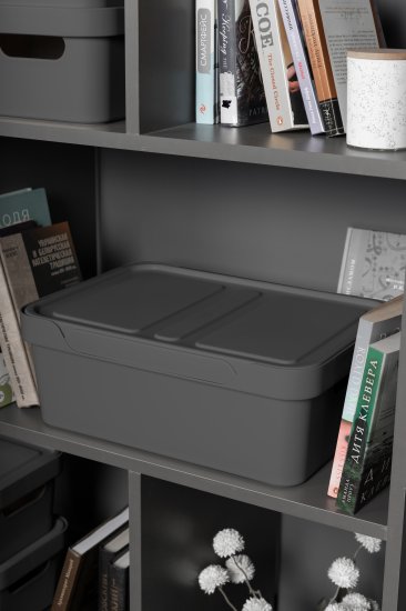 Ящик с крышкой Luxe 38x27.6x14 см 12 л полипропилен цвет серый