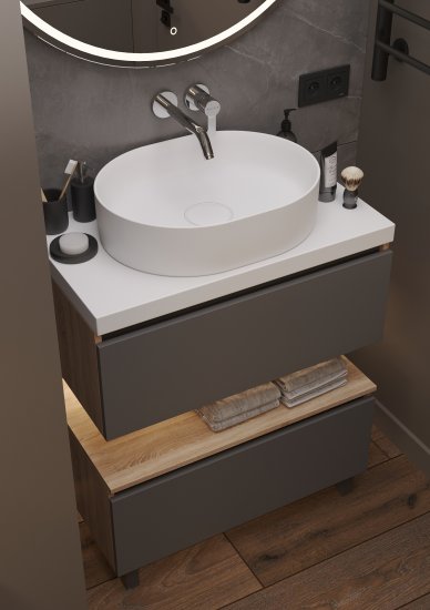 Столешница для ванной Scandi SC-60MB 60x4x47 см, искусственный камень, цвет матовый белый