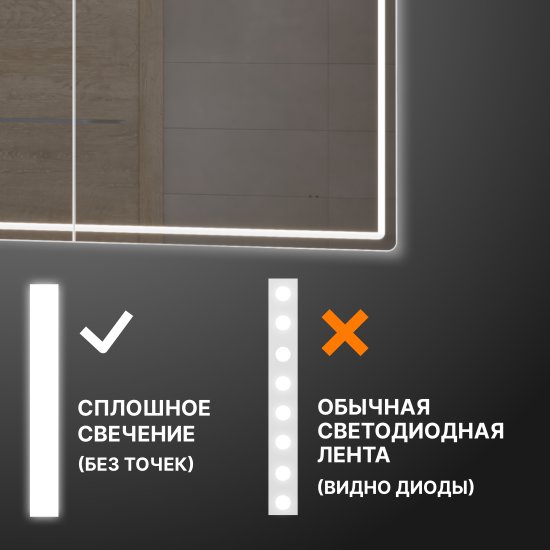 Шкаф зеркальный подвесной Vigo Look с подсветкой 80x80 см цвет белый