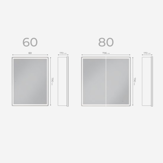 Шкаф зеркальный подвесной Vigo Look с подсветкой 80x80 см цвет белый