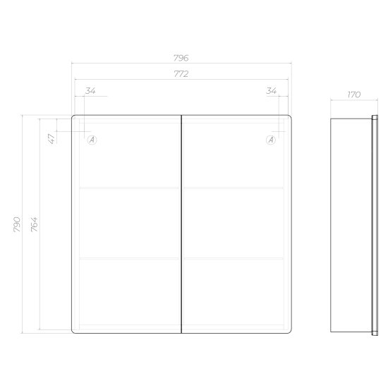Шкаф зеркальный подвесной Vigo Look с подсветкой 80x80 см цвет белый