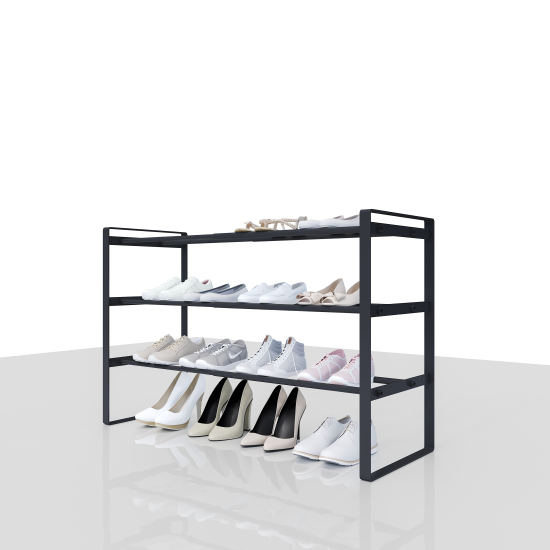 Этажерка для обуви Otto 70x45x25 см 3 полки сталь цвет чёрный