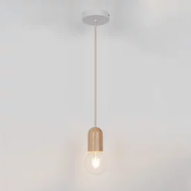 Светильник подвесной деревянный Inspire Pino E27x1, цвет беленый дуб