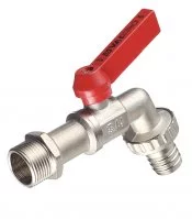 Кран шаровой латунный Valtec 3/4 НР(ш) х 3/4 НР(ш) ручка со штуцером угловой (VT.051.N.05)