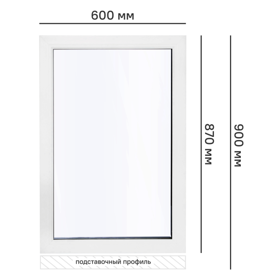 Окно пластиковое ПВХ VEKA глухое 870x600 мм (ВхШ) однокамерный стеклопакет белый/белый