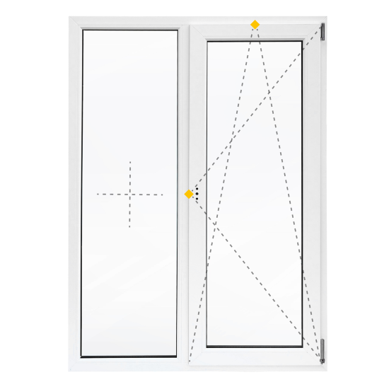 Окно пластиковое ПВХ VEKA двустворчатое 1410x1160 мм (ВхШ) двухкамерный стеклопакет белый/белый