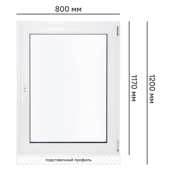 Окно пластиковое ПВХ VEKA одностворчатое 1200x800 мм (ВхШ) стекло 4 мм поворотное белый/белый