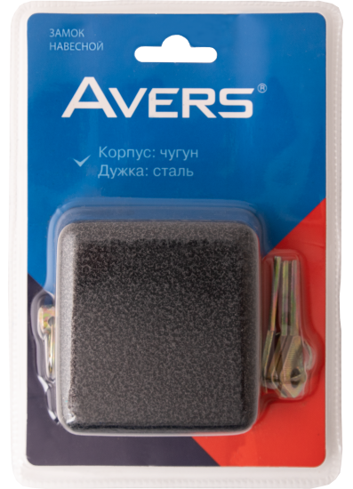 Замок навесной Avers PD-15-90-BLISTER 85x40 мм, чугун