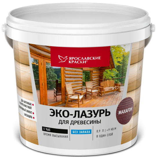 Пропитка для древесины Ярославские краски Эко-лазурь с декоративным эффектом и биозащитой цвет махагон 0.9 л