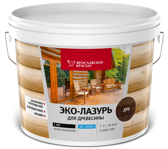 Пропитка для древесины Ярославские краски Эко-лазурь с декоративным эффектом и биозащитой цвет дуб 9 л
