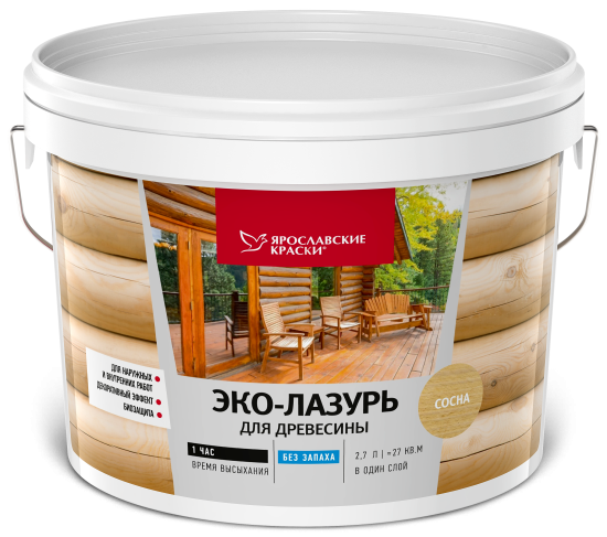 Пропитка для древесины Ярославские краски Эко-лазурь с декоративным эффектом и биозащитой цвет сосна 2.7 л