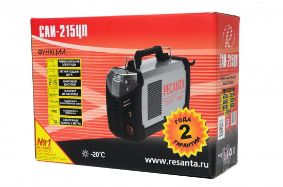Сварочный аппарат инверторный Ресанта САИ215ЦП, 220 А, до 5 мм