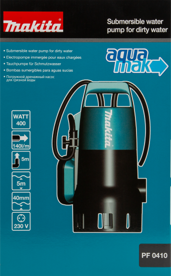 Насос погружной дренажный для грязной воды Makita PF0410, 8400 л/ч