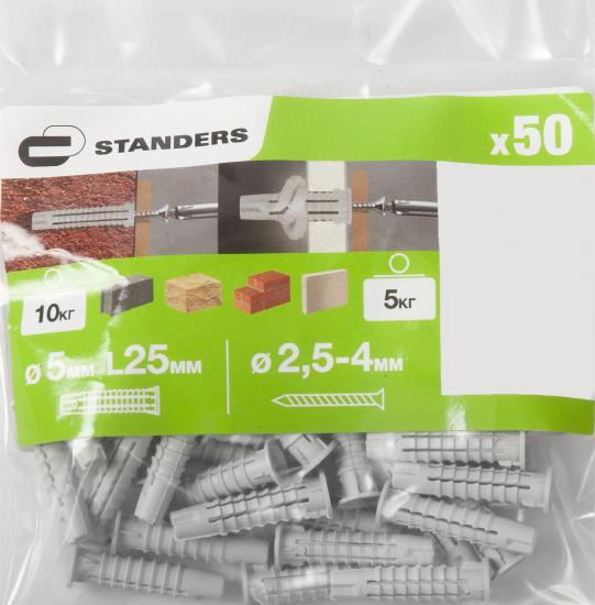 Дюбель универсальный Standers PDU N 5x25 мм нейлон 50 шт.