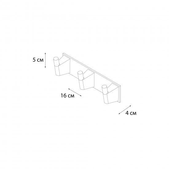 Планка 3 крючка Fixsen Trend сталь цвет черный