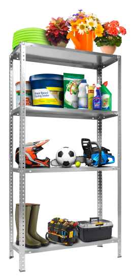 Стеллаж Практик металлический 4 полки 145x75x30 см цвет серый нагрузка на полку 30 кг