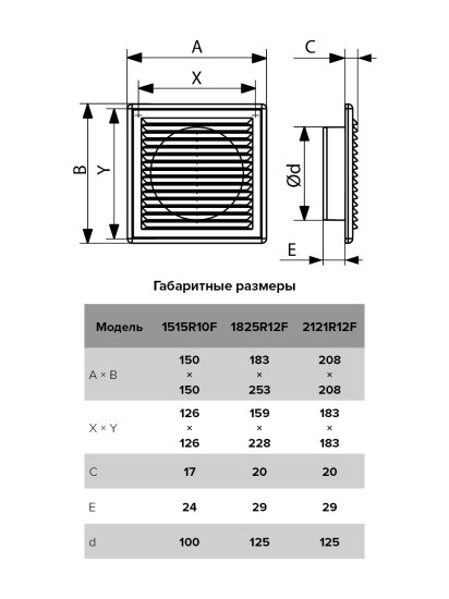 Решетка вентиляционная 150x150 с фланцем D100