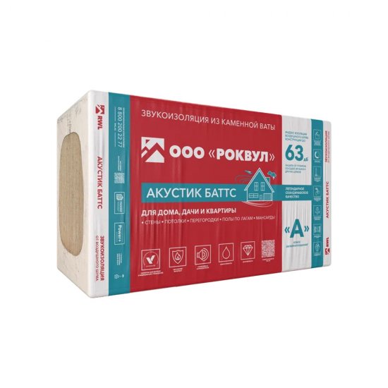 Шумоизоляция Роквул Акустик Баттс 50х600х1000 мм 6 кв.м