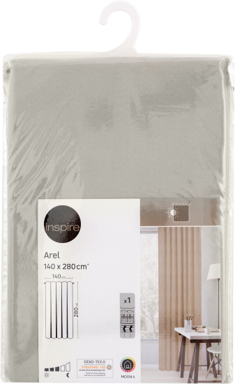 Штора на ленте со скрытыми петлями Inspire Arel 140x280 см цвет серо-коричневый