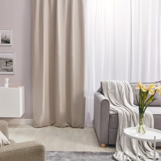 Штора на ленте со скрытыми петлями Inspire Arel 140x280 см цвет серо-коричневый
