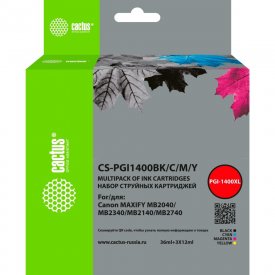 Картридж струйный для Canon MB2050/MB2350/MB2040/MB2340 Cactus CS-PGI1400BK/C/M/Y