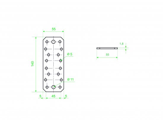 Пластина крепежная KP 140x55x1.8