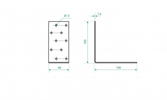 Угол крепежный равносторонний KUR 100x100x40x1.8