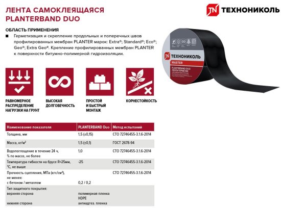 Лента-герметик самоклеящаяся Технониколь Planterband Duo 5 см x 10м