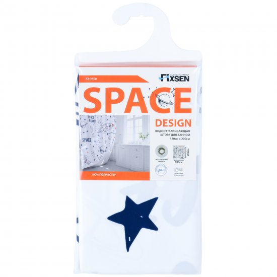 Штора для ванной Fixsen Space 180x200 см полиэстер цвет белый