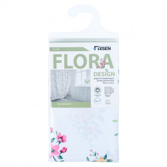 Штора для ванной Fixsen Flora 180x200 см полиэстер цвет белый