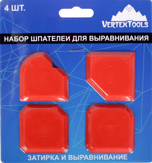Набор шпателей Vertextools для затирки и выравнивания межплиточных швов 4 шт.