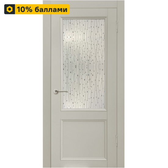 Дверь межкомнатная со стеклом Рондо 60x200 см Hardflex цвет серый жемчуг с замком и петлями