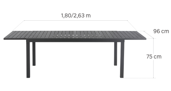 Стол раздвижной Naterial Lyra 180x260x96 см алюминий цвет антрацит