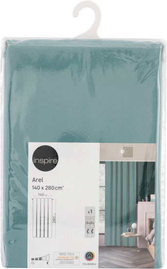 Штора на ленте со скрытыми петлями Inspire Arel 140x280 см цвет бирюзовый Celadon 2