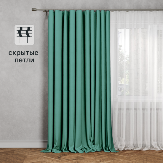 Штора на ленте со скрытыми петлями Inspire Arel 140x280 см цвет бирюзовый Celadon 2