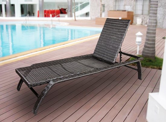 Шезлонг GreenGard Фиджи 196x77x35 см сталь/полиротанг коричневый