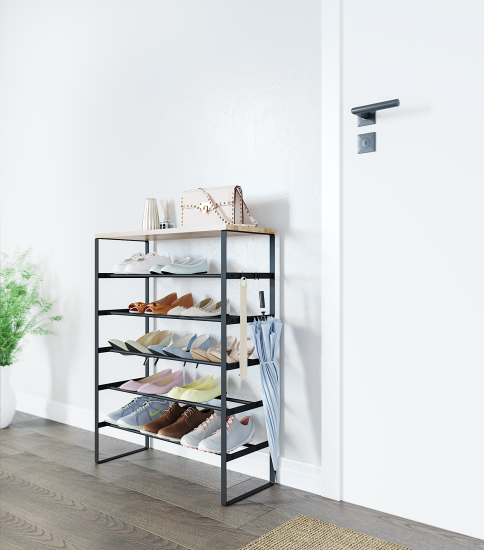 Этажерка для обуви Otto 65x86x25 см 6 полок металл цвет чёрный