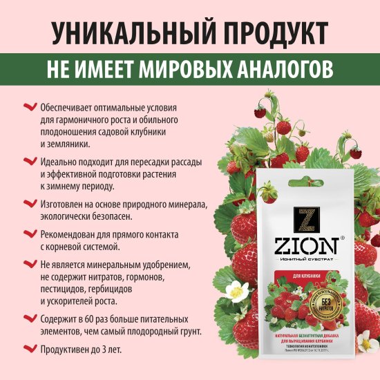 Субстрат Zion ионный для клубники 30г