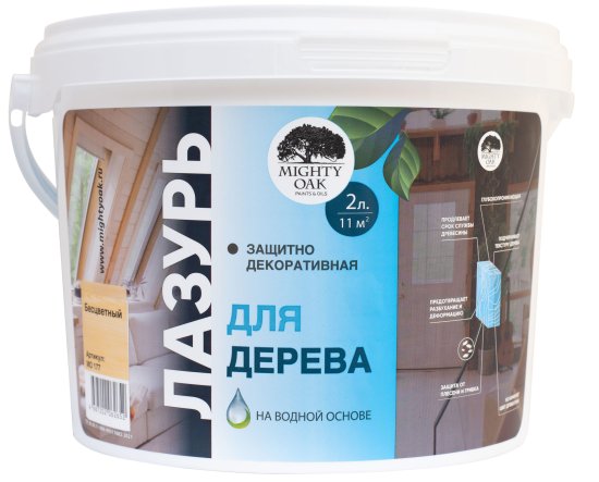 Лазурь для дерева Mighty Oak бесцветная 2 л