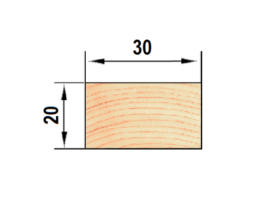 Рейка строганая 20x30x1000 мм хвоя сорт оптима ФГИС ЛК