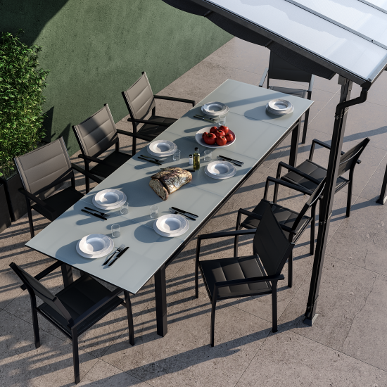 Садовый стол раздвижной Naterial Odyssea II 256/320x100x76 см алюминий/стекло антрацит